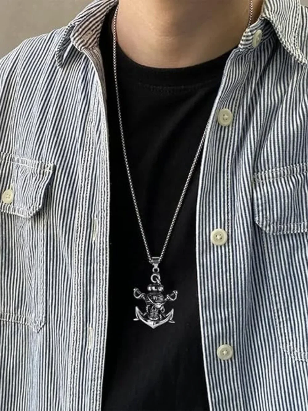 BRAND NEW Gothic Pirate Skull Pendant Necklace With Skull Head